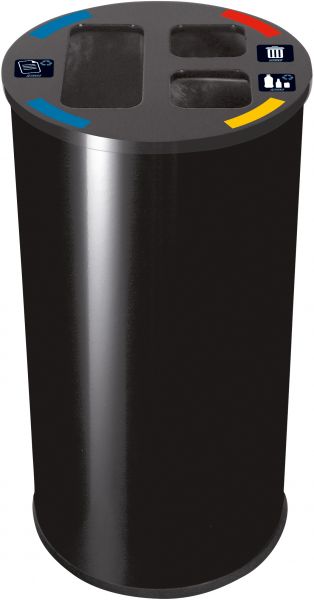 Container separare deșeuri cu 3 compartimente, negru, 60L, H67 cm